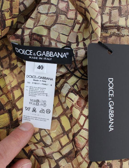Dolce & Gabbana Multicolor Mosaic Print Silk Blouse T-shirt - Ellie Belle