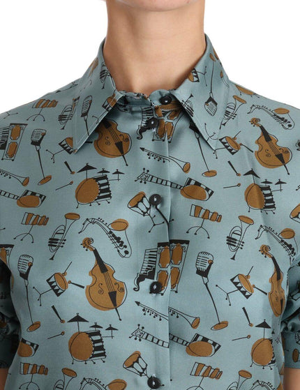 Dolce & Gabbana Multicolor Musical Instruments Silk Short sleeve Shirt - Ellie Belle