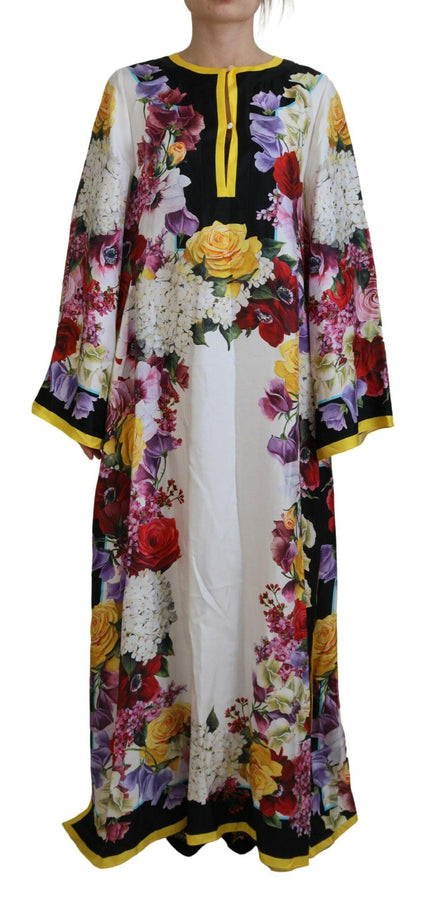 Dolce & Gabbana Multicolor Ortensia Silk Long Kaftan Dress - Ellie Belle