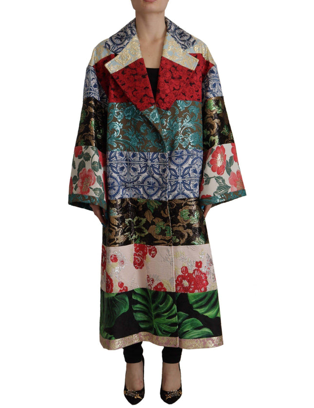 Dolce & Gabbana Multicolor Oversized Floral Patchwork Jacquard Jacket Coat - Ellie Belle