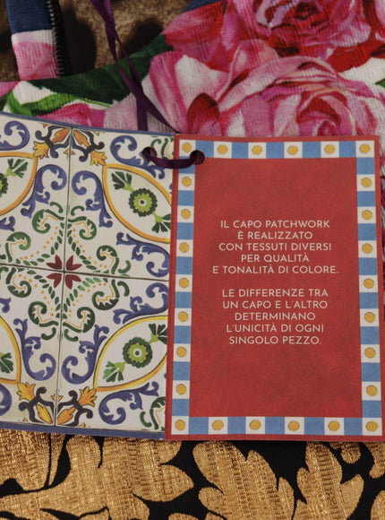 Dolce & Gabbana Multicolor Pachwork Floral Sheath Jaquard Mini Gown Dress