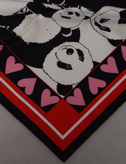 Dolce & Gabbana Multicolor Panda Print Silk Shawl Wrap Scarf - Ellie Belle