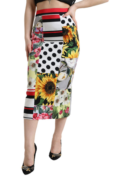 Dolce & Gabbana Multicolor Patchwork High Waist Pencil Cut Skirt - Ellie Belle