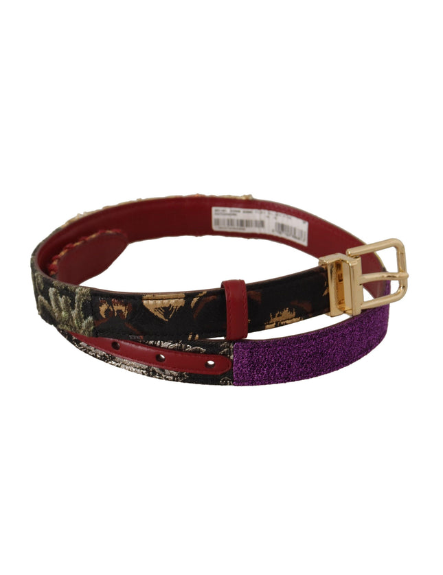 Dolce & Gabbana Multicolor Patchwork Leather Gold Metal Buckle Belt - Ellie Belle