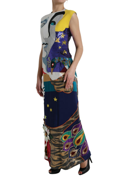 Dolce & Gabbana Multicolor Patchwork Sheath Long Gown Dress - Ellie Belle