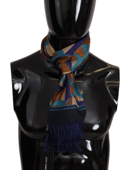 Dolce & Gabbana Multicolor Patterned Wrap Shawl Fringe Scarf - Ellie Belle
