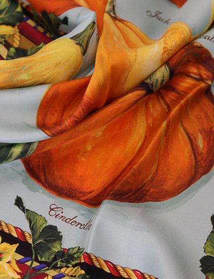 Dolce & Gabbana Multicolor Pumpkin Silk Shawl Wrap Scarf - Ellie Belle