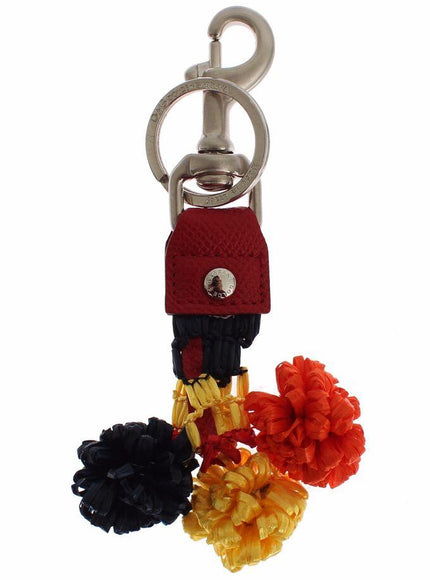 Dolce & Gabbana Multicolor Raffia Leather Clasp Finder Chain Keyring