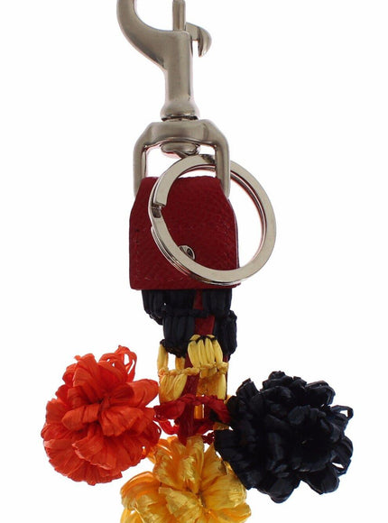 Dolce & Gabbana Multicolor Raffia Leather Clasp Finder Chain Keyring