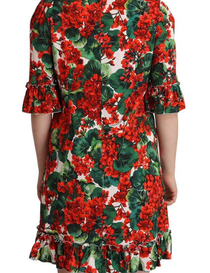 Dolce & Gabbana Multicolor Red Floral Shift Gown Dress - Ellie Belle
