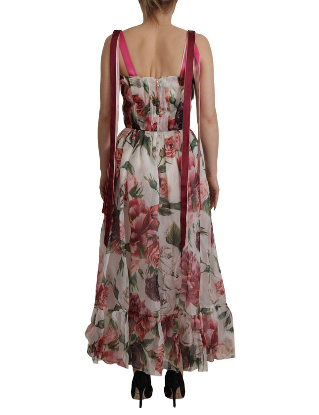 Dolce & Gabbana Multicolor Roses Floral Silk Long Maxi Dress - Ellie Belle