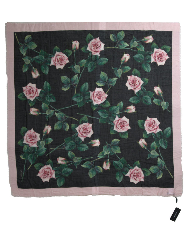 Dolce & Gabbana Multicolor Roses Square Shawl Wrap Scarf - Ellie Belle