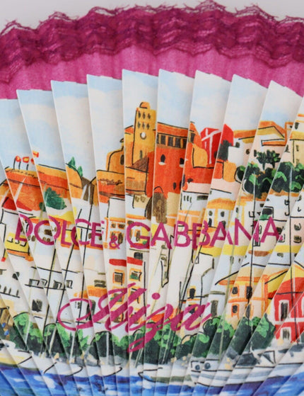 Dolce & Gabbana Multicolor SceneryDecorative Folding Wood Cotton Hand Fan - Ellie Belle