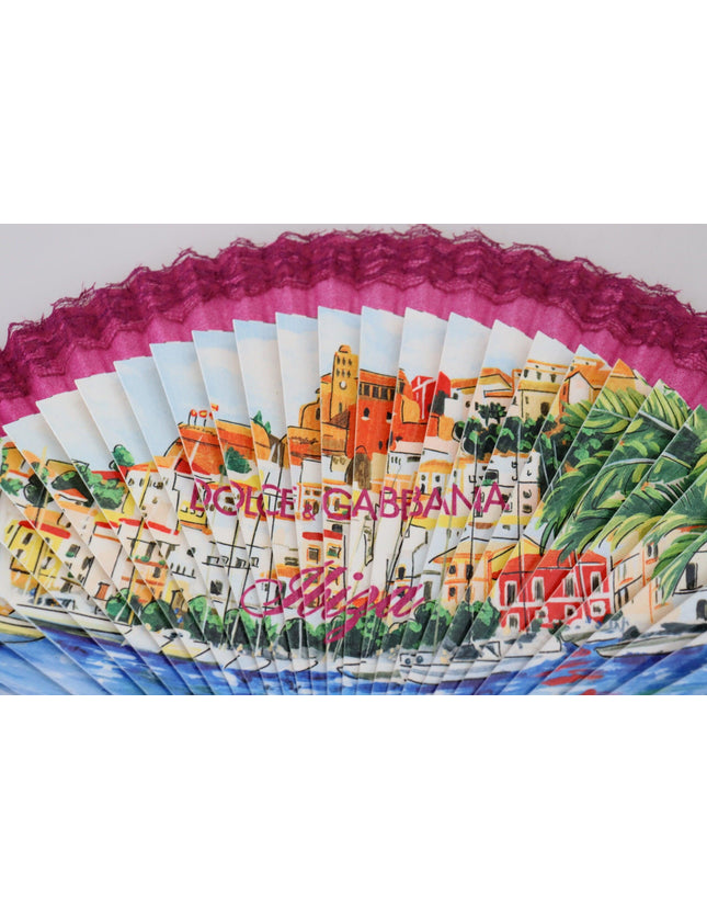 Dolce & Gabbana Multicolor SceneryDecorative Folding Wood Cotton Hand Fan - Ellie Belle