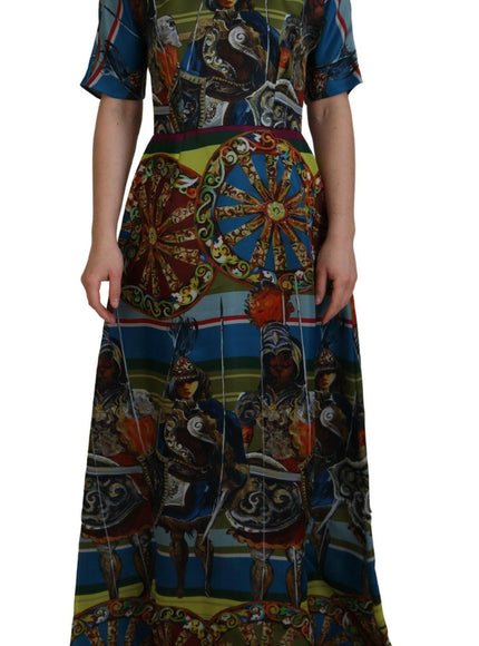 Dolce & Gabbana Multicolor Sicily Silk A-line Long Gown Dress - Ellie Belle