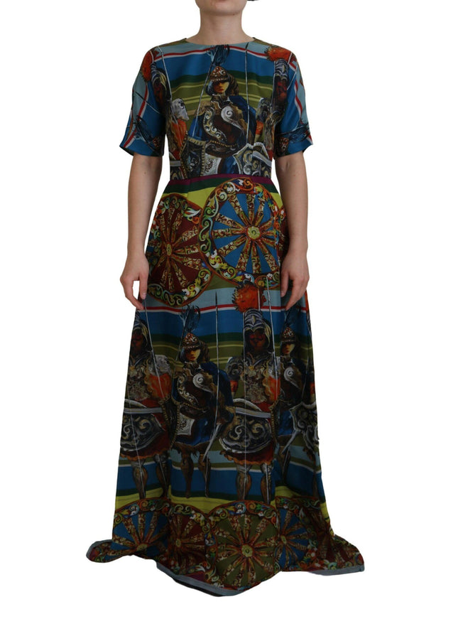 Dolce & Gabbana Multicolor Sicily Silk A-line Long Gown Dress - Ellie Belle