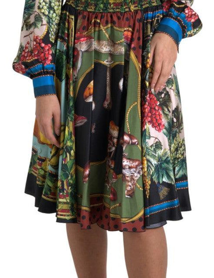 Dolce & Gabbana Multicolor Silk A-Line Ascot Collared Dress - Ellie Belle