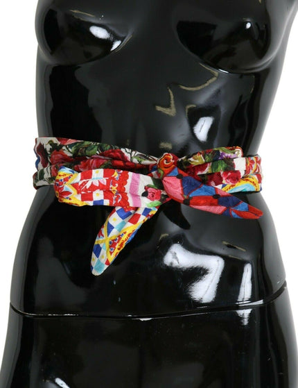 Dolce & Gabbana Multicolor Silk Cotton Carretto Rose Pattern Wrap Belt - Ellie Belle