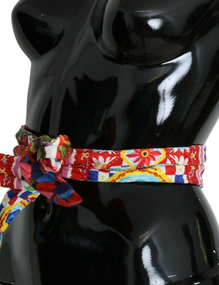 Dolce & Gabbana Multicolor Silk Cotton Carretto Rose Pattern Wrap Belt - Ellie Belle