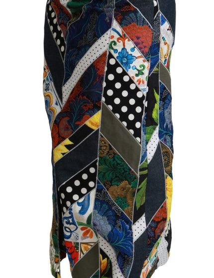 Dolce & Gabbana Multicolor Silk Geometric High Waist Maxi Skirt - Ellie Belle