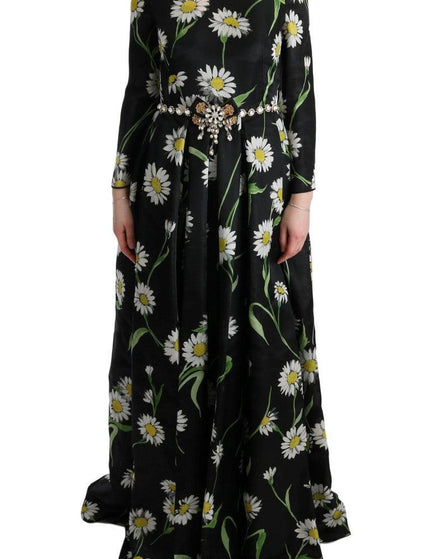 Dolce & Gabbana Multicolor Silk Sunflower Print Long Maxi Dress