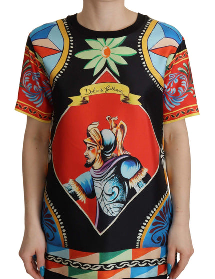Dolce & Gabbana Multicolor Soldier Carretto Silk Top T-shirt - Ellie Belle