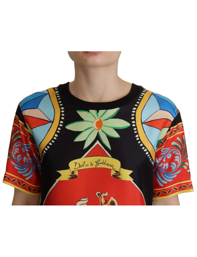 Dolce & Gabbana Multicolor Soldier Carretto Silk Top T-shirt - Ellie Belle