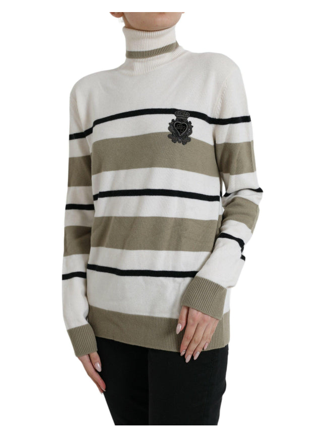 Dolce & Gabbana Multicolor Stripe Wool Logo Pullover Sweater - Ellie Belle