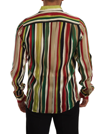 Dolce & Gabbana Multicolor Striped Long Sleeve Silk Shirt - Ellie Belle
