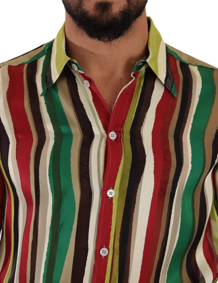 Dolce & Gabbana Multicolor Striped Long Sleeve Silk Shirt - Ellie Belle