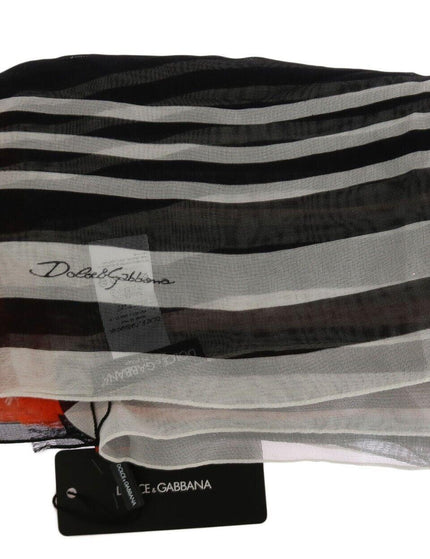 Dolce & Gabbana Multicolor Striped Silk Shawl Fringes Scarf - Ellie Belle