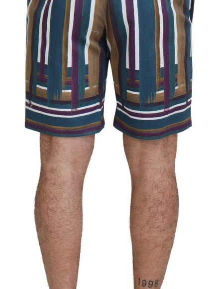 Dolce & Gabbana Multicolor Striped Stretch Cotton Shorts