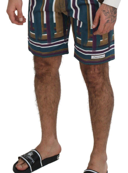 Dolce & Gabbana Multicolor Striped Stretch Cotton Shorts