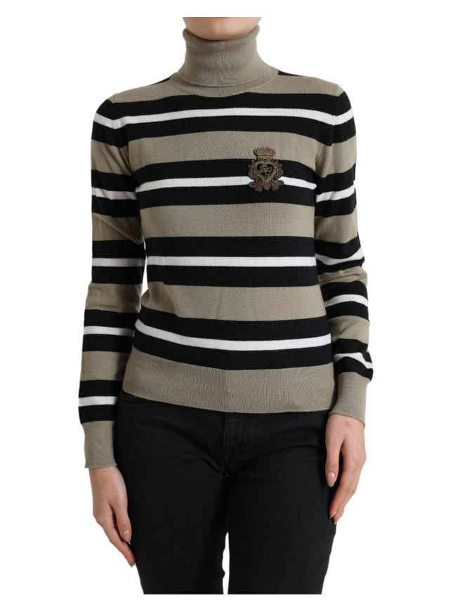 Dolce & Gabbana Multicolor Stripes Logo Turtle Neck Pullover Sweater - Ellie Belle