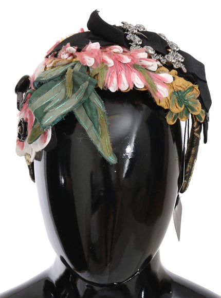Dolce & Gabbana Multicolor Tiara Floral Crystal Bow Diadem Headband - Ellie Belle