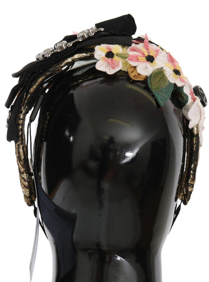 Dolce & Gabbana Multicolor Tiara Floral Crystal Bow Diadem Headband - Ellie Belle