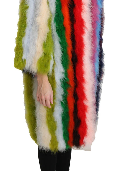 Dolce & Gabbana Multicolor Turkey Feather Cape Fur Coat