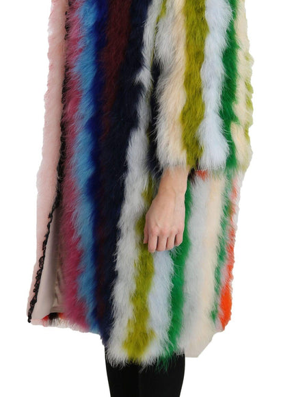 Dolce & Gabbana Multicolor Turkey Feather Cape Fur Coat