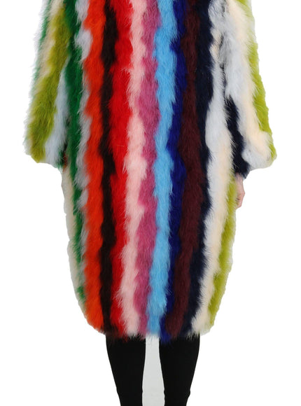 Dolce & Gabbana Multicolor Turkey Feather Cape Fur Coat
