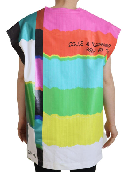 Dolce & Gabbana Multicolor TV Print Blouse Cotton T-shirt - Ellie Belle