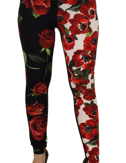 Dolce & Gabbana Multicolor Two Tone Floral Print Trouser Pants - Ellie Belle
