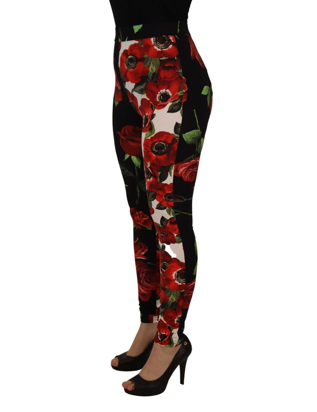 Dolce & Gabbana Multicolor Two Tone Floral Print Trouser Pants - Ellie Belle