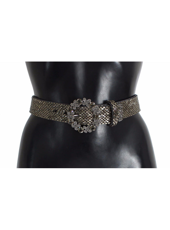 Dolce & Gabbana Multicolor Wide Crystal Buckle Sequined Belt - Ellie Belle