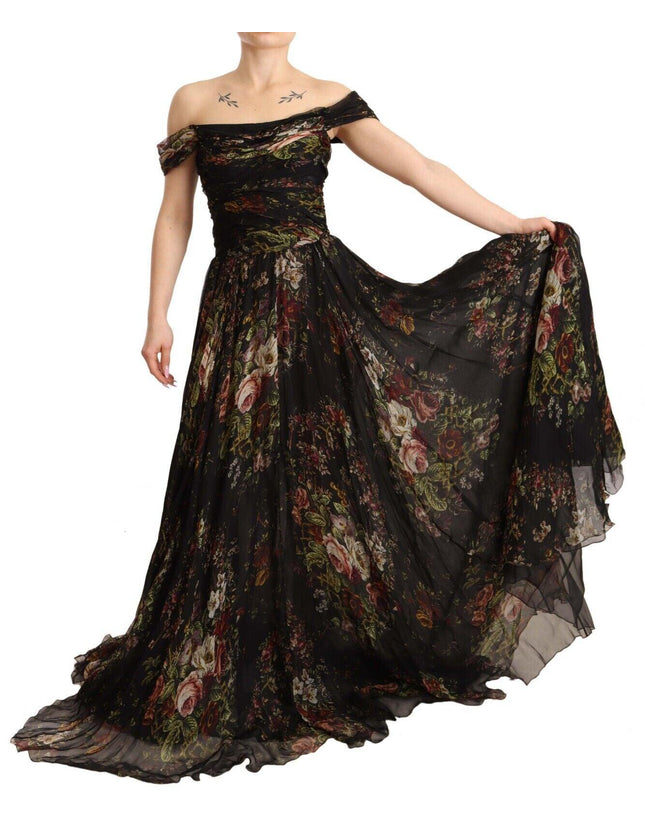 Dolce & Gabbana Multicolored Floral Off Shoulder Gown Dress - Ellie Belle