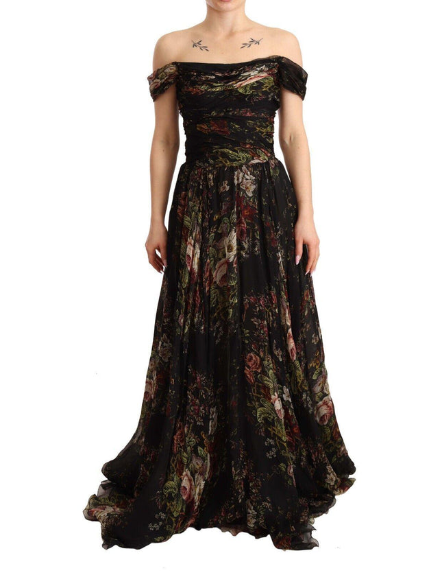 Dolce & Gabbana Multicolored Floral Off Shoulder Gown Dress - Ellie Belle