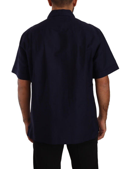 Dolce & Gabbana Navy Blue Button Down Short Sleeves Shirt - Ellie Belle