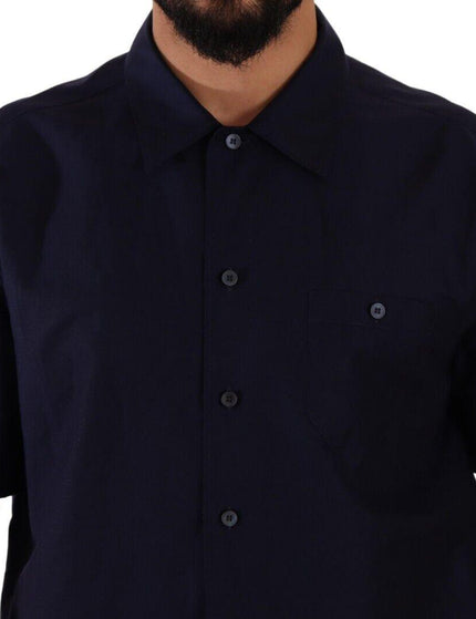 Dolce & Gabbana Navy Blue Button Down Short Sleeves Shirt - Ellie Belle