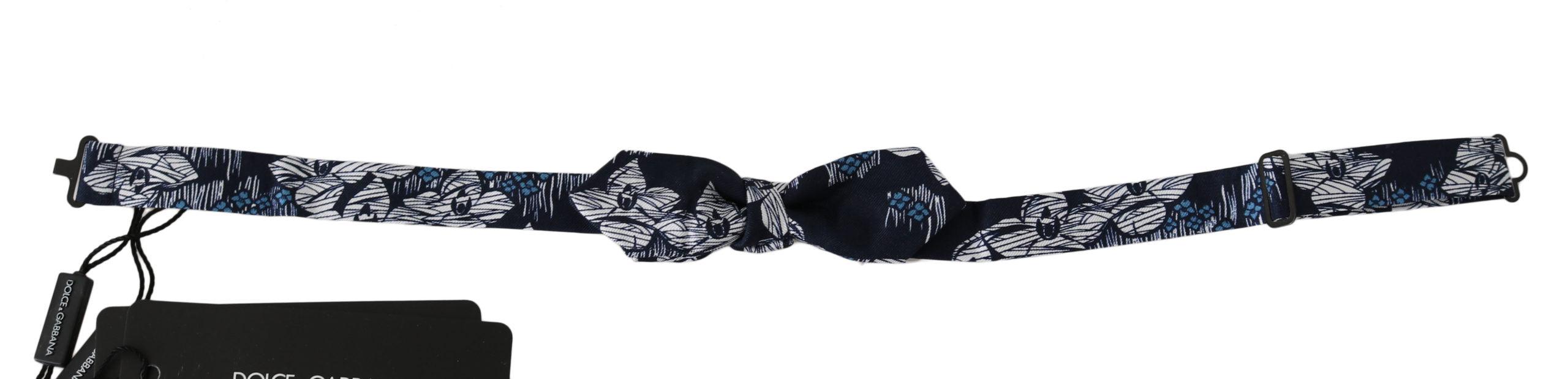 Dolce & Gabbana Navy Blue Floral Slim Adjustable Neck Papillon Men Bow Tie - Ellie Belle