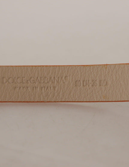 Dolce & Gabbana Nude Beige Skinny Logo Engraved Waist Buckle Belt - Ellie Belle