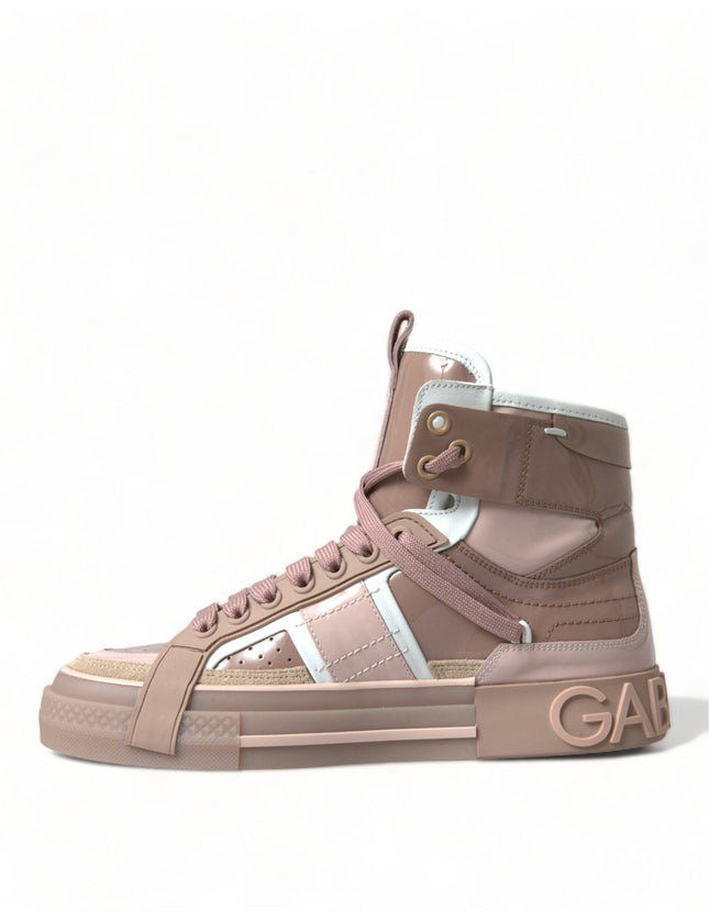 Dolce & Gabbana Nude Pink Leather High Top Sneakers Shoes - Ellie Belle